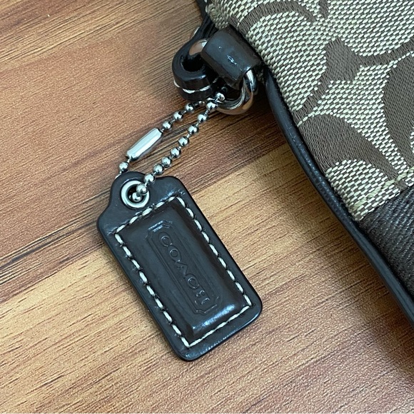 COACH Signature Stripe Brown Wristlet Wallet - Picture 7 of 9